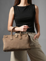 Handtas M Equestre Croco Leder Etrier Bruin equestre croco EEQC142M-vue-porte