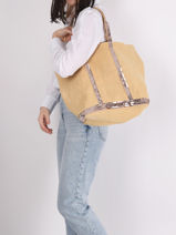 Handtas L Le Cabas Linnen Pailletten Vanessa bruno Blauw cabas lin 31V40315-vue-porte