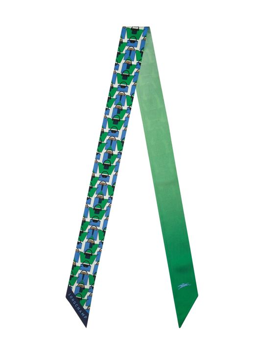 Longchamp Soie unie Foulard Groen