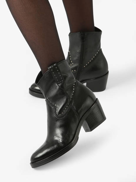 Boots Met Hak Uit Leder Mjus Zwart accessoires T82203 ander zicht 2