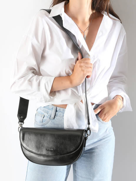 Cross Body Tas M Emeraude Leder Etrier Zwart emeraude EEME065M ander zicht 1