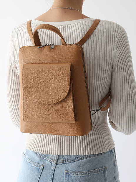 Rugzak /schoudertas Milano Bruin caviar CA240615 ander zicht 1