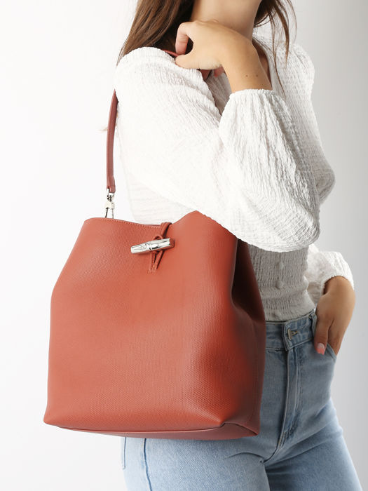 Longchamp Le roseau Schoudertas Bruin