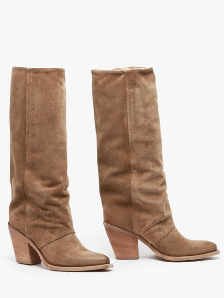 Laarzen Met Hak Stivali Tubo Uit Leder Metisse Beige women XD961 ander zicht 4