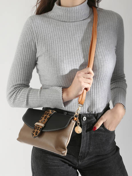 Cross Body Tas Leopard Lulu castagnette Zwart leopard SORRY ander zicht 1
