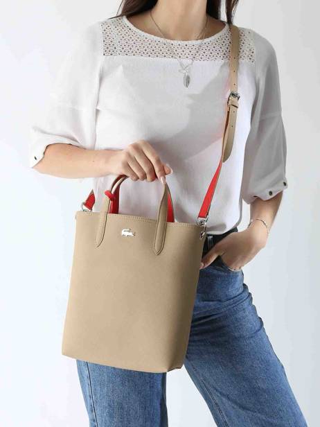 Schoudertas Anna Omkeerbaar Lacoste Beige anna NF2991AA ander zicht 1