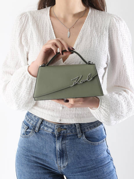 Cross Body Tas K Signature Leder Karl lagerfeld Groen k signature A1W30458 ander zicht 1
