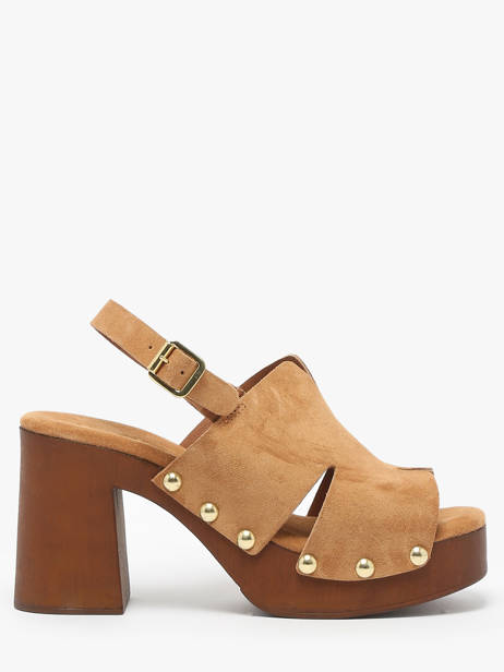 Sandalen Met Hak Carbini Uit Leder Coco abricot Bruin women V3107B