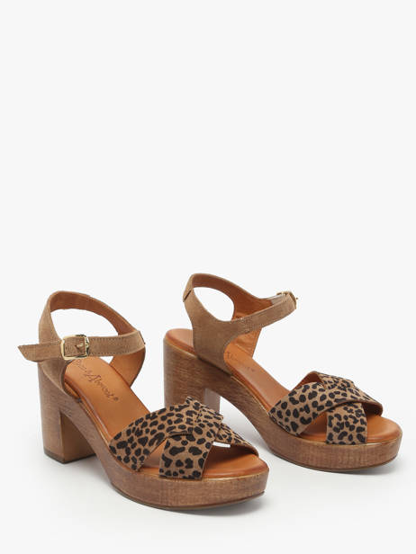 Sandalen Met Hak Musieges Uit Leder Coco abricot Bruin accessoires V3081J ander zicht 1