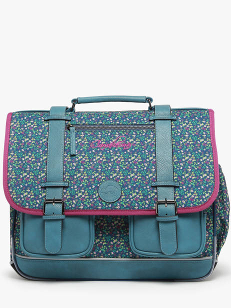 Boekentas 3 Compartimenten Cameleon Blauw vintage fantasy PBVGCA41
