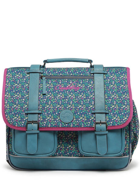 Boekentas 3 Compartimenten Cameleon Blauw vintage fantasy PBVGCA41 ander zicht 6