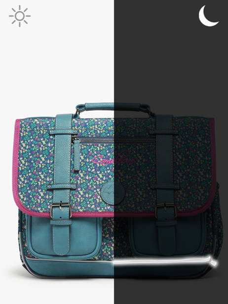 Boekentas 3 Compartimenten Cameleon Blauw vintage fantasy PBVGCA41 ander zicht 7
