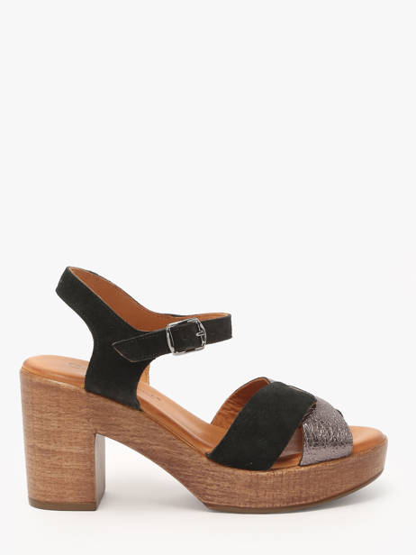 Sandalen Met Hak Musieges Uit Leder Coco abricot Zwart accessoires V3081P