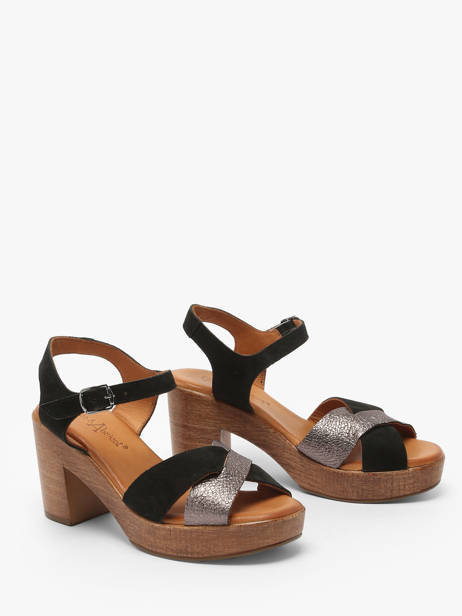 Sandalen Met Hak Musieges Uit Leder Coco abricot Zwart accessoires V3081P ander zicht 1