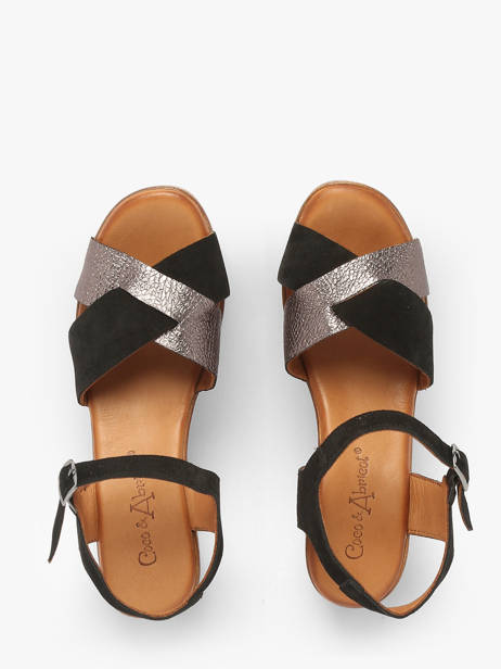 Sandalen Met Hak Musieges Uit Leder Coco abricot Zwart accessoires V3081P ander zicht 3