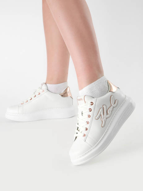 Sneakers Kapri Signiature Embossed Uit Leder Karl lagerfeld Wit women KL62511A ander zicht 1