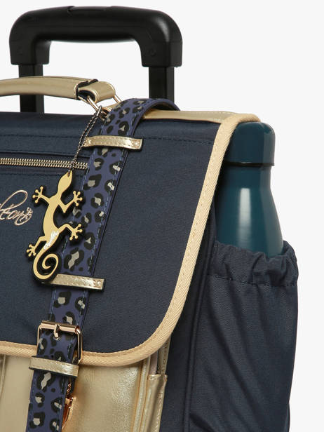 Boekentas Op Wieltjes Kinderen 2 Compartimenten Cameleon Blauw vintage fantasy CR38 ander zicht 6