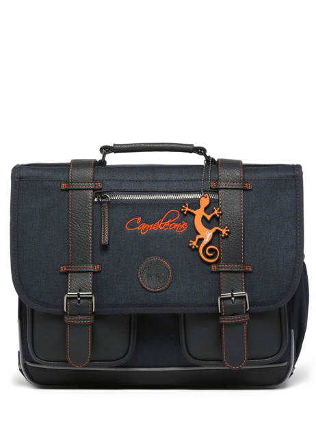 Boekentas Kinderen 2 Compartimenten Cameleon Blauw vintage urban CA38 ander zicht 7