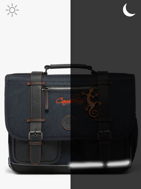 Boekentas Kinderen 3 Compartimenten Cameleon Blauw vintage urban CA41 ander zicht 8