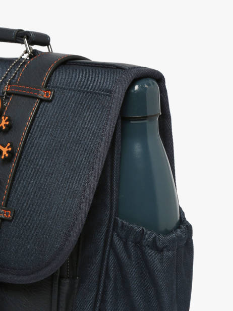 Boekentas Kinderen 2 Compartimenten Cameleon Blauw vintage urban CA38 ander zicht 5