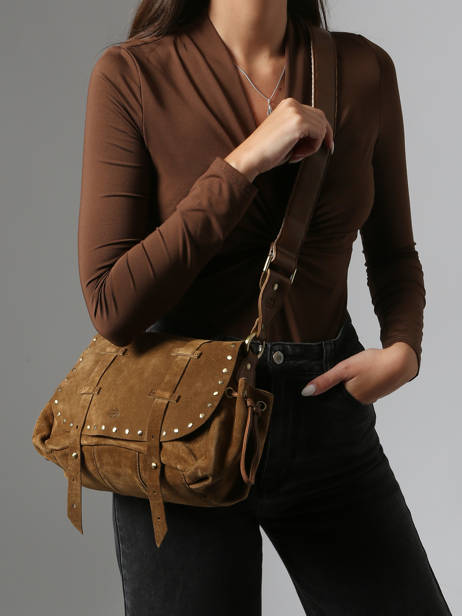 Cross Body Tas Vintage Leder Mila louise Bruin vintage 3861VC ander zicht 1