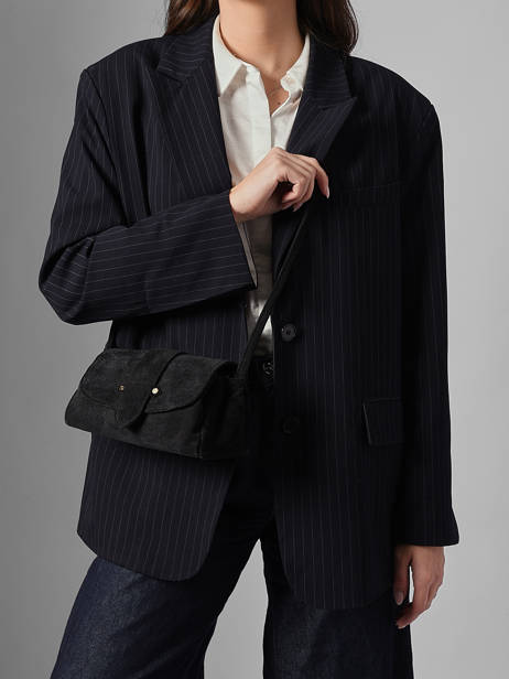 Cross Body Tas S Agnes Rundsleer Met Suède Finish Etrier Zwart agnes EAGV205S ander zicht 1