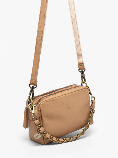 Cross Body Tas Vintage Leder Mila louise Beige vintage 23673C1 ander zicht 2