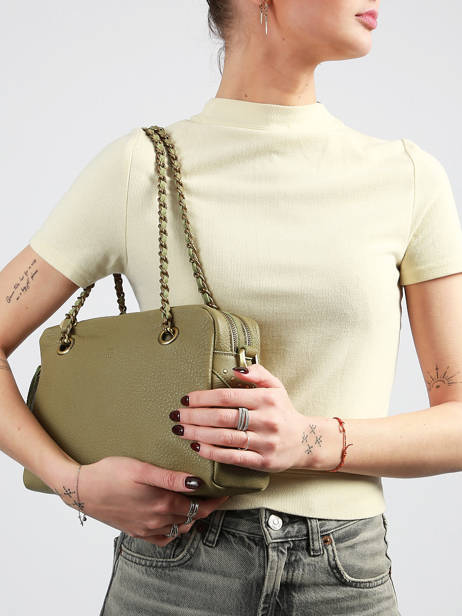 Schoudertas Vintage Leder Mila louise Beige vintage 3889C1 ander zicht 1