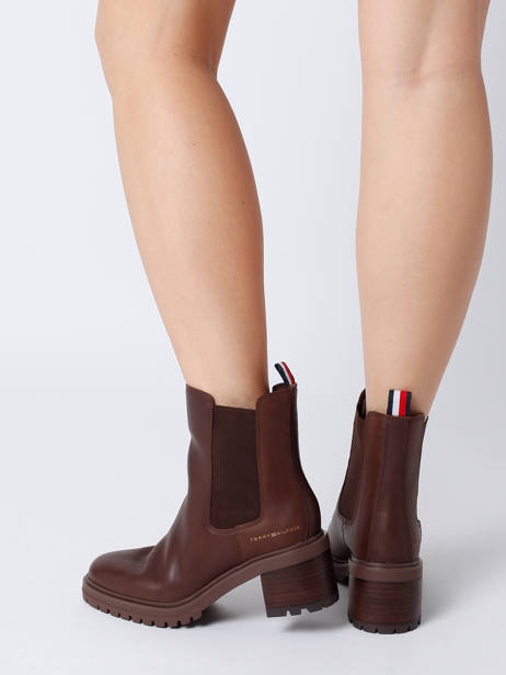 Enkellaarsjes Met Hak Uit Leder Tommy hilfiger Bruin accessoires 6737GT7 ander zicht 2
